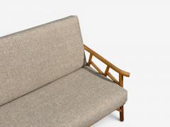  Ficks Reed Ficks Reed Three Seater Sofa Bamboo Cane Beige Tweed USA 1950s - 4654033