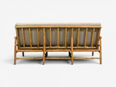  Ficks Reed Ficks Reed Three Seater Sofa Bamboo Cane Beige Tweed USA 1950s - 4654039