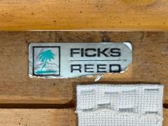  Ficks Reed Ficks Reed Three Seater Sofa Bamboo Cane Beige Tweed USA 1950s - 4654041