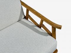  Ficks Reed Ficks Reed Two Seater Sofa Bamboo Cane White Fabric USA 1950s - 4652321