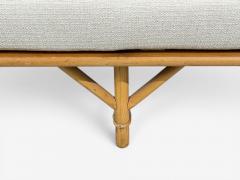  Ficks Reed Ficks Reed Two Seater Sofa Bamboo Cane White Fabric USA 1950s - 4652323