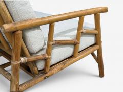  Ficks Reed Ficks Reed Two Seater Sofa Bamboo Cane White Fabric USA 1950s - 4652325