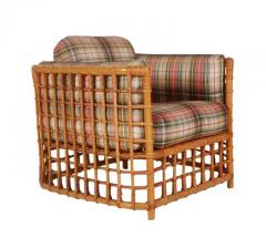  Ficks Reed Mid Century Modern Rattan Cube Lounge Chair with Foot Stool by Willow Reed - 2498583