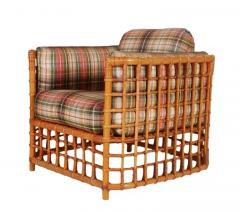  Ficks Reed Mid Century Modern Rattan Cube Lounge Chair with Foot Stool by Willow Reed - 2498586