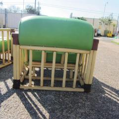  Ficks Reed Pair of Original Bamboo Tufted Green Rattan Lounge Chairs by Ficks Reed 1970s - 2309157