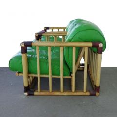  Ficks Reed Pair of Original Bamboo Tufted Green Rattan Lounge Chairs by Ficks Reed 1970s - 2309167