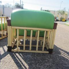  Ficks Reed Pair of Original Bamboo Tufted Green Rattan Lounge Chairs by Ficks Reed 1970s - 2721767