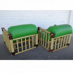  Ficks Reed Pair of Original Bamboo Tufted Green Rattan Lounge Chairs by Ficks Reed 1970s - 2721768