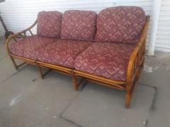  Ficks Reed Rare Ficks Reed Bamboo Boho Chic Ottoman sofa lounge chairs  - 3723340