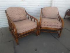  Ficks Reed Rare Pair of Ficks Reed Bamboo Boho Chic Lounge Chairs sofa ottoman  - 3723296