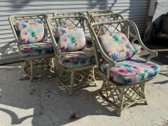 Ficks Reed Set of 6 Ficks Reed Boho Chic Bamboo Swivel Dining Chairs - 4365169