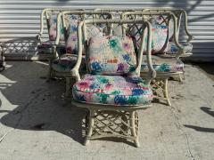 Ficks Reed Set of 6 Ficks Reed Boho Chic Bamboo Swivel Dining Chairs - 4365235