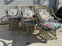 Ficks Reed Set of 6 Ficks Reed Boho Chic Bamboo Swivel Dining Chairs - 4365238