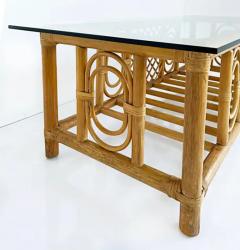  Ficks Reed Vintage Coastal Rattan Coffee Cocktail Table with Glass Top - 3528576