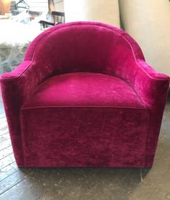  Flavor Custom Design Pair of Flavor Custom Design Swivel Lounge Chairs in Mohair - 1500047