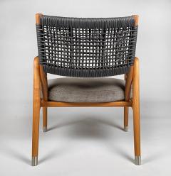  Flexform Flexform Ortigia Armchairs in Hand Woven Black Leather Cord over Solid Walnut - 2381872