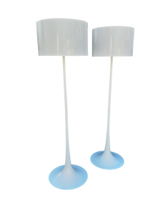  Flos Sebastian Wrong Flos Spun Pair Floor Lamps Shiny White Finish Space Age Design - 2547666