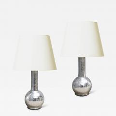  Flygsfors Pair of Craquel Mirrored Glass Table Lamps by Flygsfors Glasbruk - 3506063