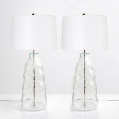  Flygsfors Pair of Large Clear Glass Lamps by Flygsfors Sweden - 608229