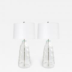  Flygsfors Pair of Large Clear Glass Lamps by Flygsfors Sweden - 609084