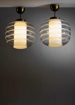  Flygsfors Pair of striped glass pendants - 4127140