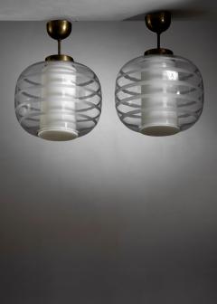  Flygsfors Pair of striped glass pendants - 4127141