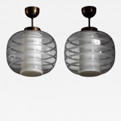  Flygsfors Pair of striped glass pendants - 4127568