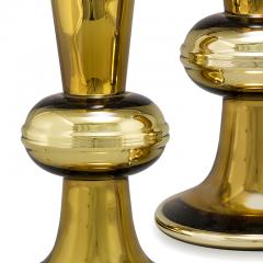  Flygsfors Stunning pair of Mod style table lamps in mirrored gold glass by Flygsfors - 1276260