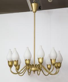  Fog M rup Danish Modern Brass White Tulip Globe Chandelier - 1732580