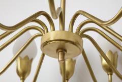  Fog M rup Danish Modern Brass White Tulip Globe Chandelier - 1732629