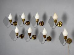  Fog M rup Fog M rup Eight Wall Lights Brass Glass Denmark 1950s - 4809821