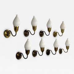  Fog M rup Fog M rup Eight Wall Lights Brass Glass Denmark 1950s - 4824099