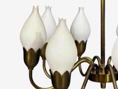  Fog M rup Fog M rup Tulip Chandelier Opal Glass Brass Denmark 1950s - 4802562