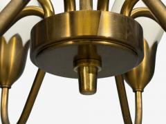  Fog M rup Fog M rup Tulip Chandelier Opal Glass Brass Denmark 1950s - 4802564