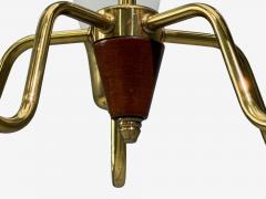  Fog M rup Fog M rup Tulip Chandelier Opal Glass Brass Teak Denmark 1960s - 4602118