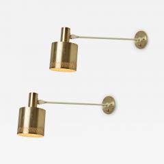  Fog M rup Pair of Large 1950s Jo Hammerborg Perforated Brass Wall Lamps for Fog M rup - 3493452