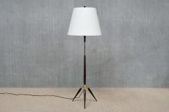  Fog M rup Sculptural Danish Modern Tripod Floor Lamp in Brass Beechwood and Linen 1960s - 4618564