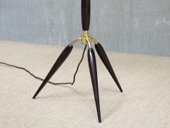  Fog M rup Sculptural Danish Modern Tripod Floor Lamp in Brass Beechwood and Linen 1960s - 4618570