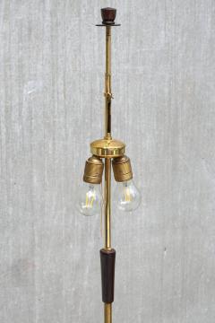  Fog M rup Sculptural Danish Modern Tripod Floor Lamp in Brass Beechwood and Linen 1960s - 4618573