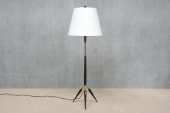  Fog M rup Sculptural Danish Modern Tripod Floor Lamp in Brass Beechwood and Linen 1960s - 4618574