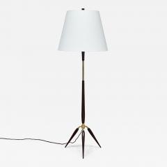  Fog M rup Sculptural Danish Modern Tripod Floor Lamp in Brass Beechwood and Linen 1960s - 4618920