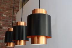  Fog M rup Set of Three Danish Tunika Copper Pendant Lamps by Jo Hammerborg for Fog M rup - 4229372