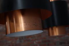  Fog M rup Set of Three Danish Tunika Copper Pendant Lamps by Jo Hammerborg for Fog M rup - 4229376