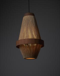  Fog M rup Teak and Rope Pendant Lamp by Ib Fabiansen 1960s - 4500394