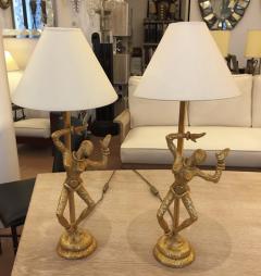  Fondica Fondica Awesome Pair of Gold Bronze Table Lamps Signed De Wael - 542534