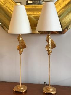  Fondica Fondica Awesome Pair of Gold Bronze desk Lamps Signed De Wael - 691448