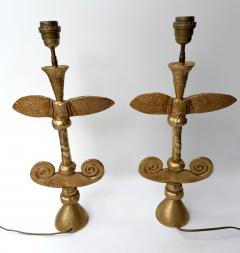 Fondica Pair of Lamps Gilt Metal by Pierre Casenove for Fondica France 1990s - 4371017