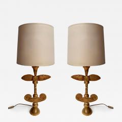 Fondica Pair of Lamps Gilt Metal by Pierre Casenove for Fondica France 1990s - 4371222