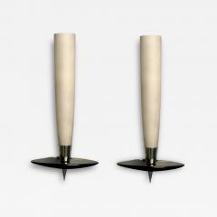  Fontana Arte Fontana Arte Attr Italian Mid Century Modern Wall Sconces Chrome Glass - 3860042