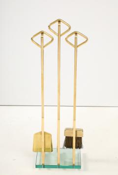  Fontana Arte Fontana Arte Brass And Glass Modernist Italian Fireplace Tools - 3799312